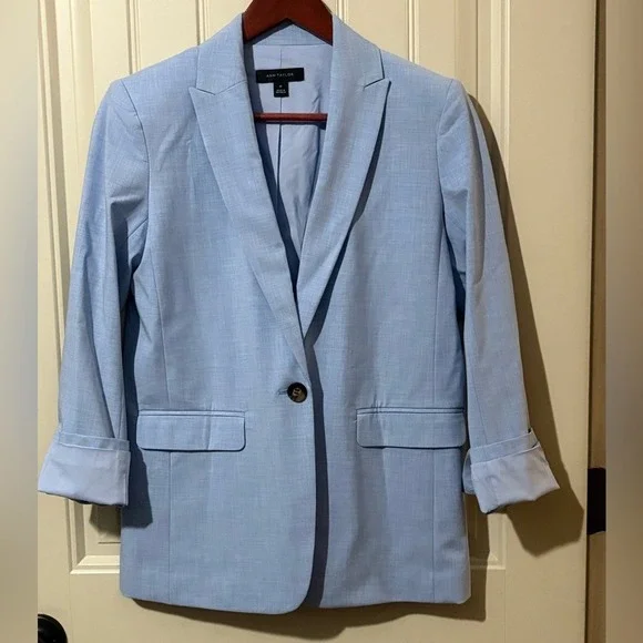 Ann Taylor Blue Single Button Longline Blazer NWOT - Picture 8 of 12